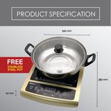 PowerPac Induction Cooker Steamboat With Stainless Steel Pot & Overheat Proctection (PPIC848)