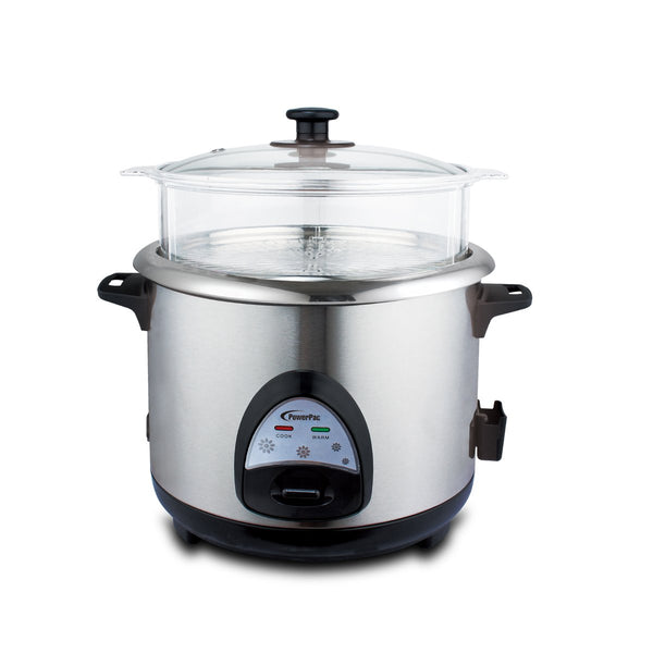 PowerPac 1.8L Rice Cooker With Stainless Steel Inner Pot Food Steamer (PPRC32)